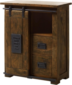 Massivmoebel24 Kommode (Kommode Mango 75 x 36 x 90 braun lackiert RAILWAY #453), Kommode Mango 75 x 36 x 90 braun lackiert RAILWAY #453