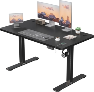 JUMMICO Höhenverstellbarer Elektrischer Schreibtisch mit USB Ladeanschluss, Schreibtisch Höhenverstellbar, Ergonomischer Steh-Sitz Tisch 120x60 cm, Schwarz