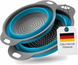 König Design Seiher 2er Set Faltbares Küchensieb Nudelsieb, Silikon / Kunststoff, (Set, 2-St, 2 Größen), Seiher Sieb, Küche Silikon Klappbar Abtropfsieb Nudelsieb