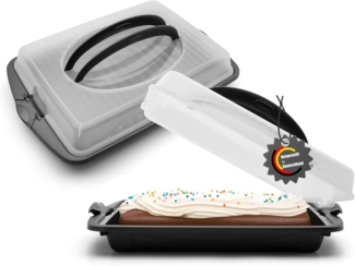BigDean 2 Stück Kuchen Transportbox mit 2 Tragegriffen Rechteckig ideal für Blechkuchen – Muffin Transportbox Made in Germany