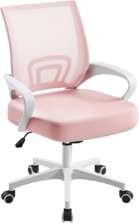 Yaheetech Bürostuhl Ergonomisch, Schreibtischstuhl mit Netzbespannung und Armlehnen, Drehstuhl aus Mesh, Chefsessel Wippfunktion, Höhenverstellbar Rückenschonend bis 136kg Belastbar, Rosa