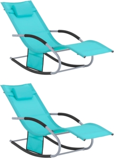 SoBuy Sonnenliege 2-er Set Swingliege Gartenliege schuakel mit Tasche und Kopfkissen luftig Schaukelliege Liegestuhl für Gärten, Höfe, Strände, Balkone Türkis 150 kg Belastung Zwei Stühle OGS28-HBx2
