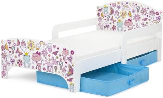 SMART Kinderbett aus Holz - PINKY - Einzelbett mit Schubladen und Matratze (140/70 cm)