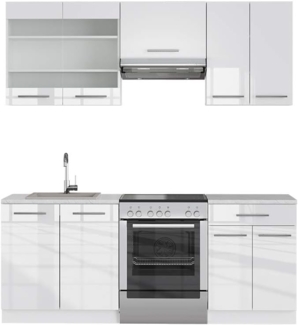 Küchenzeile Fame-Line Weiß Hochglanz/Weiß 200 cm ohne Arbeitsplatte Vicco