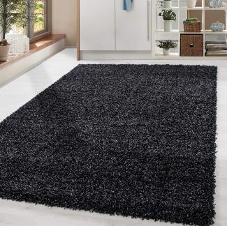 HomebyHome Shaggy Hochflor Wohnzimmerteppich Läufer 80x250 cm Anthrazit - Flur Teppich Flauschig, Modern, Plüsch und Extra Weich - Ideal als Bettvorleger im Schlafzimmer und als Küchenläufer