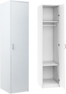 Home Collective Garderobenschrank Kleiderschrank mit 1 Tür, 1 Kleiderstange und 2 Einlegeböden 40 cm breit Schrank schmal matte Oberfläche weiß