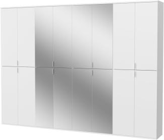 Kleiderschrank mit Spiegel SystemX in weiß Hochglanz 244 x 193 cm