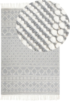 Teppich Wolle beige grau 160 x 230 cm geometrisches Muster SOLHAN