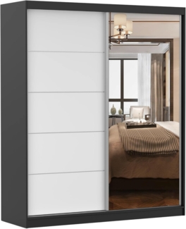 imoebel24 Schwebetürenschrank BELLA 03 183 cm - Schwarz Matt / Weiss