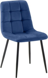 CLP Esszimmerstuhl Antibes Samt gesteppt | 150 kg Tragkraft | Ohne Armlehne,blau
