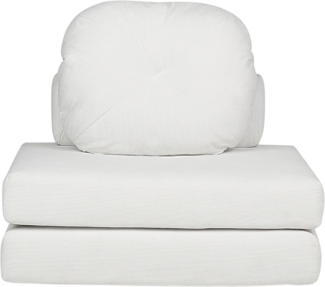 Beliani 'OLDEN' 1-Sitzer Bodensofa mit Schlaffunktion, Weiß, Cord