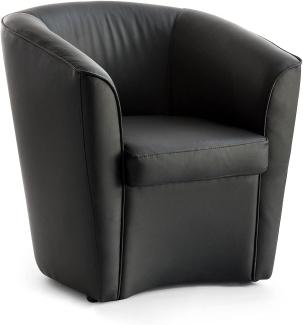 Talamo Italia Lounge Sessel Milano, Moderner Relaxsessel, Made in Italy, aus weichem Kunstleder, Cm: 60x70h60, Schwarze Farbe