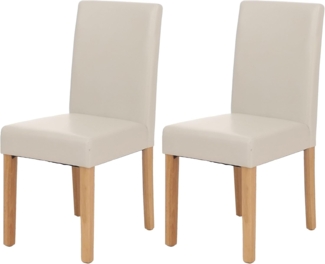 2er-Set Esszimmerstuhl Stuhl Küchenstuhl Littau ~ Leder, weiß, helle Beine