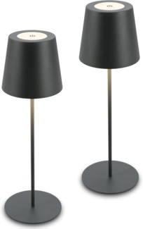 Briloner Leuchten Tischleuchte 2er Set LED Tischlampe kabellos, anthrazit, 2er Set LED Tischlampe kabellos 36x10,5 cm Anthrazit