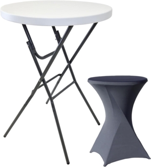 TRUTZHOLM Stehtisch Ø 80 cm wahlweise mit Husse Bistrotisch Partytisch Klapptisch Biertisch + Decke (Stehtisch inkl. Husse anthrazit)