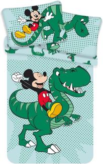 Mickey Maus Dinosaurier Babybettwäsche Kinderbettwäsche 100x135 cm 100 % Baumwolle