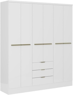 Vente-unique - Kleiderschrank mit 6 Türen & 3 Schubladen - 180 cm- Weiß - PEROLI