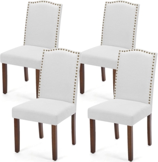 DUMOS Esszimmerstühle 4er Set, Elegant und Schön Modern Stühle Esszimmer, Leinenstoff Gepolstert küchenstühle, Kratzfester Boden Esszimmerstuhl Geeignet für Küche, Wohnzimmer, Schlafzimmer (Grau)