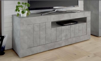 Dmora - Fernsehschrank Braies, Ständer für Wohnzimmerfernseher, Niedriges Wohnzimmer-Sideboard, TV-Ständerbasis, Made in Italy, 138x42 h56 cm, Zement