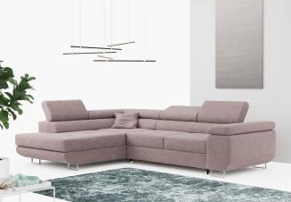 Ecksofa L-Form Couch mit Schlaffunktion und Verstellbare Kopfstützen - GUSTAW - Rose Boucle - Links