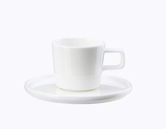 ASA Selection oco Kaffeetasse mit Unterteller, Kaffeebecher, Teetasse, Kaffee Tasse, Tee, Fine Bone China, Weiß, 2029013