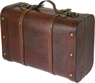 HMF Schatzkiste Schatztruhe aus Holz mit dekorativen Schnappverschlüssen (1 St), Vintage Koffer, 45 x 30,5 x 20 cm, Peru