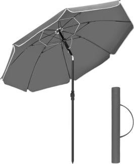 SONGMICS Sonnenschirm 200 cm, Sonnenschutz, UPF 50+, Strandschirm, beidseitig um 30° knickbar, höhenverstellbar, mit Tragetasche, für Balkon, Garten, Terrasse, Strand, ohne Ständer, grau GPU065G01