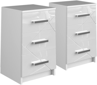 Vicco Nachttisch Weiß 37.6 x 66 cm 2er Set, Irma