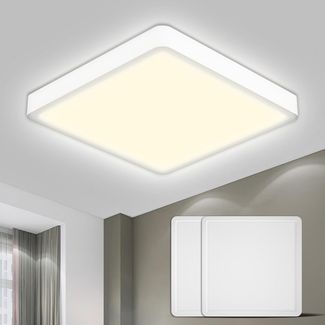 LQWELL Deckenleuchte LED Deckenlampe,Badlampe Quadrat Flach 2 Stück, LED fest integriert, 18W 1600LM Modern Schlicht Lampe Dünn, 220 * 24mm, für Wohnzimmer Badezimmer Schlafzimmer Küche Flur Keller Büro
