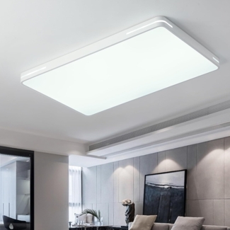 Natsen Deckenleuchte LED Deckenlampe, 192W, Voll dimmbar mit Fernbedienung, 3000K-6000K, Warmweiß bis kaltweiß, Rechteckig Leuchte für Wohnzimmer, Gastzimmer, Büro (Weiß 90x60x5cm)
