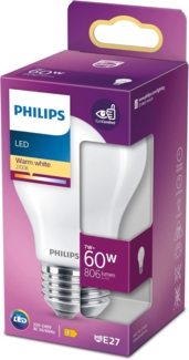 Philips LED Classic E27 Lampe, 60 W, Tropfenform, matt, warmweiß