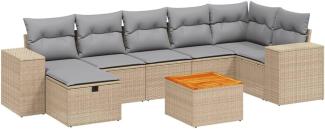 vidaXL 8-tlg. Garten-Sofagarnitur mit Kissen Beige Poly Rattan 3265182