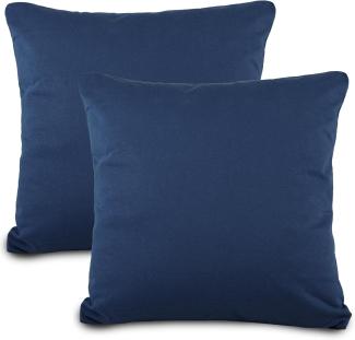 aqua-textil Classic Line Kissenbezug 2er-Set 80x80 cm dunkel blau Baumwolle Kissen Bezug Kissenhülle, Kopfkissenüberzug, Pillowcase, Bettkissen, Kopfkissenbezug, Reißverschluss Jersey