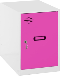 Simon Rack Simonlocker Kommode, klein, 475 x 400 x 500 mm, Amario aus Metall, inkl. Schlüssel, Weiß/Rosa
