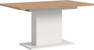 Ausziehbarer Esstisch (B/H/T): 150-190x76x80 in Artisan Nachbildung und weiß Nachbildung mit Säulen-Fußgestell