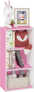 Furinno Luder 3-stufiges Bücherregal mit offenem Regal, Rosa/Weiß
