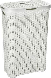 CURVER Rattanoptik 40 Liter Wäschebox, Plastik, Creme, 44. 7 x 26. 5 x 61. 2 cm