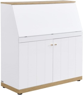 Vente-unique - Sekretär - MDF - Weiß & Natur - DUTASI