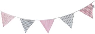 Pundus Wimpelkette Rosa Pink, Stoff-Girlande Baumwolle 1,9m, 5 Wimpel, Dekoration Babyzimmer Kinderzimmer