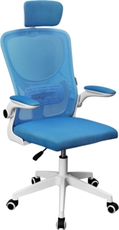 MARSGAMING MGC-ERGOPLUS, Professioneller Ergonomischer Stuhl, Dynamische Lendenwirbelstütze, Atmungsaktives Netz, Höhenverstellbar 115 und 125cm, Klappbare Armlehnen, Verstellbare Kopfstütze, Blau