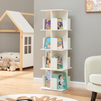 Drehbares Bücherregal Talöpintaa 129x40x40 cm Weiß [en. casa]