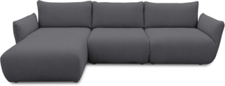 DOMO. collection Ecksofa Minas, Modulsofa in L-Form mit Taschenfederkern und attraktiver Biese-Naht, Sofa, Polsterecke, Eckcouch 276 x 168 x 79 cm (BxTxH), dunkelgrau