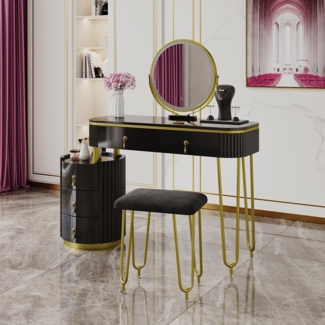 Schminktisch Charlène Schwarz 100 cm mit LED-Spiegel Vicco