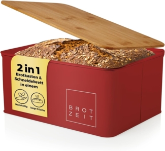 Lumaland Brotkasten Cuisine Brotkasten, Bambus/Metall, Brotdose aus Metall mit Bambus Deckel