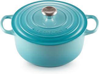 Le Creuset Signature Gusseisen-Bräter mit Deckel, Für alle Herdarten und Induktion geeignet, Rund, Karibik, 26,0 cm, 5.3