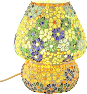 Marrakesch Orient & Mediterran Interior Nachttischlampe Boho Deko Tischlampe Nachtischlampe aus Glas Mosaik Aubina -3-, Handarbeit