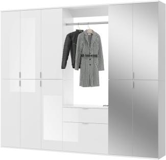 Garderobenschrank mit Spiegel SystemX in weiß Hochglanz 213 x 193 cm