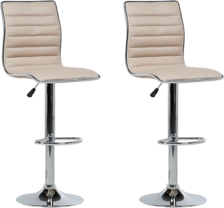 Barhocker Kunstleder beige höhenverstellbar 2er Set LUCERNE