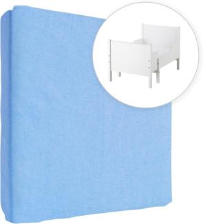 Jersey 100% Baumwolle Spannbettlaken für 130x80 cm Ausziehbare Kleinkind Baby Kinderbett Bett Matratze (Blau)