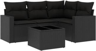 vidaXL 5-tlg. Garten-Sofagarnitur mit Kissen Schwarz Poly Rattan 3251252